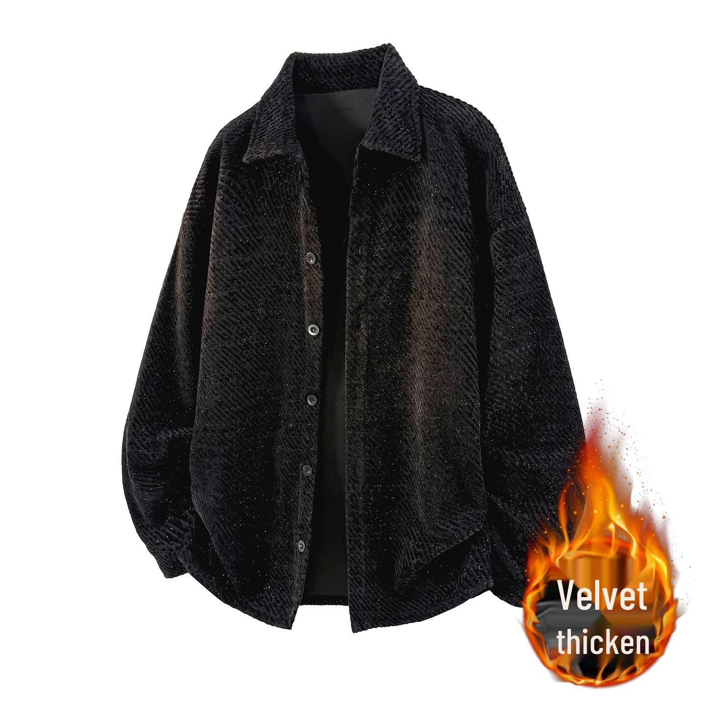 Men s American-Style Winter Velvet Jacket - 2025 Trendy Loose Casual Coat 2XL