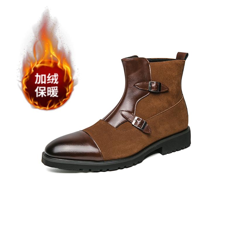 

МодаМода Кожаные Мужские Высокие Кроссовки Высокого Качества Высокие Повседневные Кроссовки Ботильоны Осень Зима Опционально Плюшевые Теплые Мужские Туфли 46