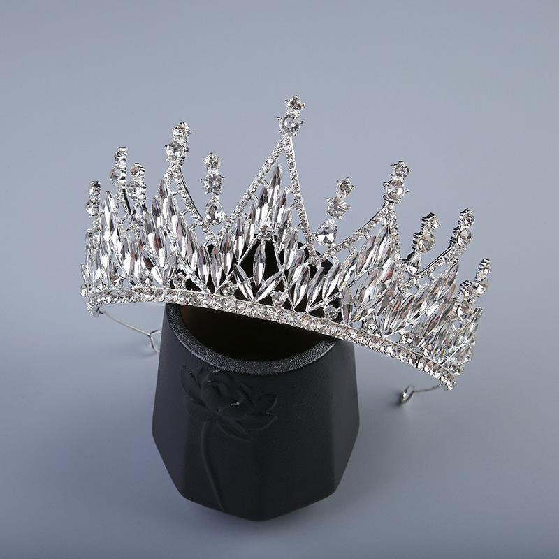 Korean Simple Silver-plated Diamond White Rhinestone Crown Independently Packaged Luxury Women's Crown Pearl Bridal Crown