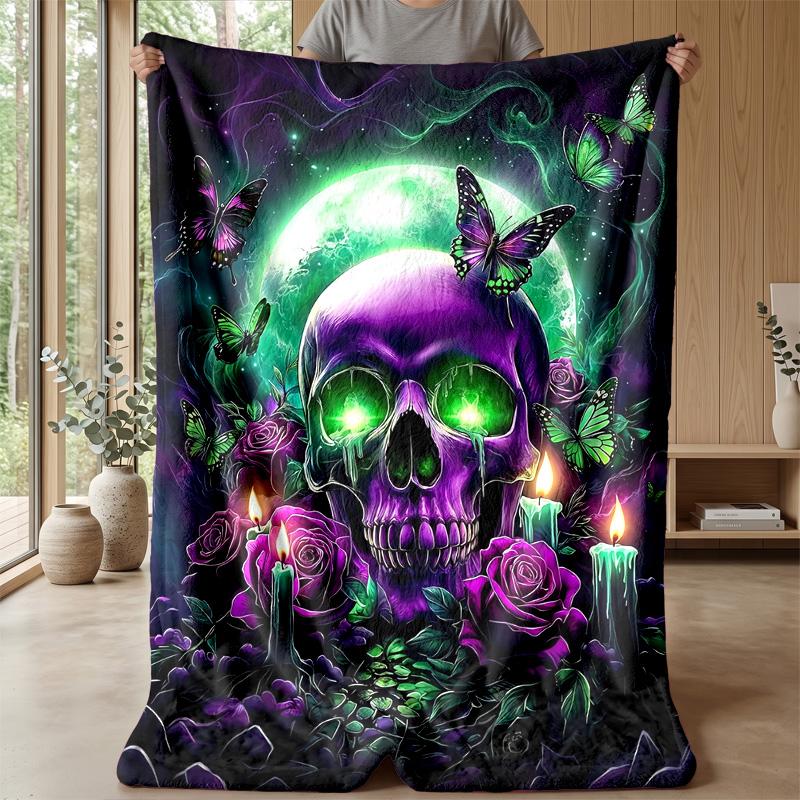 Mystic Purple Roses and Butterflies Theme blanket Lightweight Warm Flannel Blanket Decorative Throw Blanket for Home Decoration
