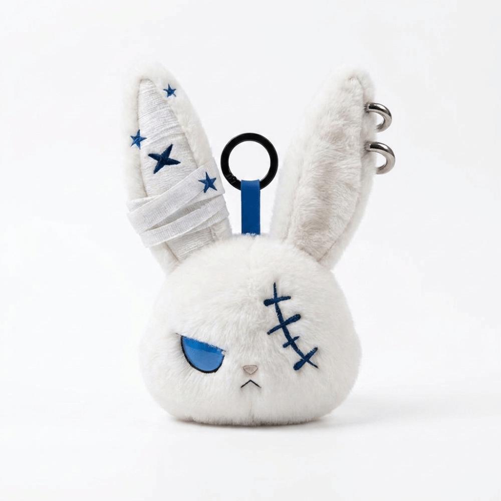 Gothic Wounded Rabbit Keyring Hoop Earrings Cute Furry Bag Pendant Gift For Women