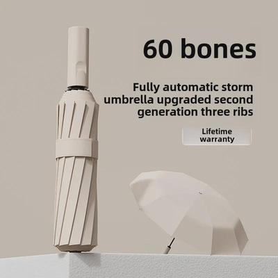 60-Bone Automatic Umbrella: Dual-Use, Large, Wind-Resistant, Sunshade with UV Protection for Men and Women
