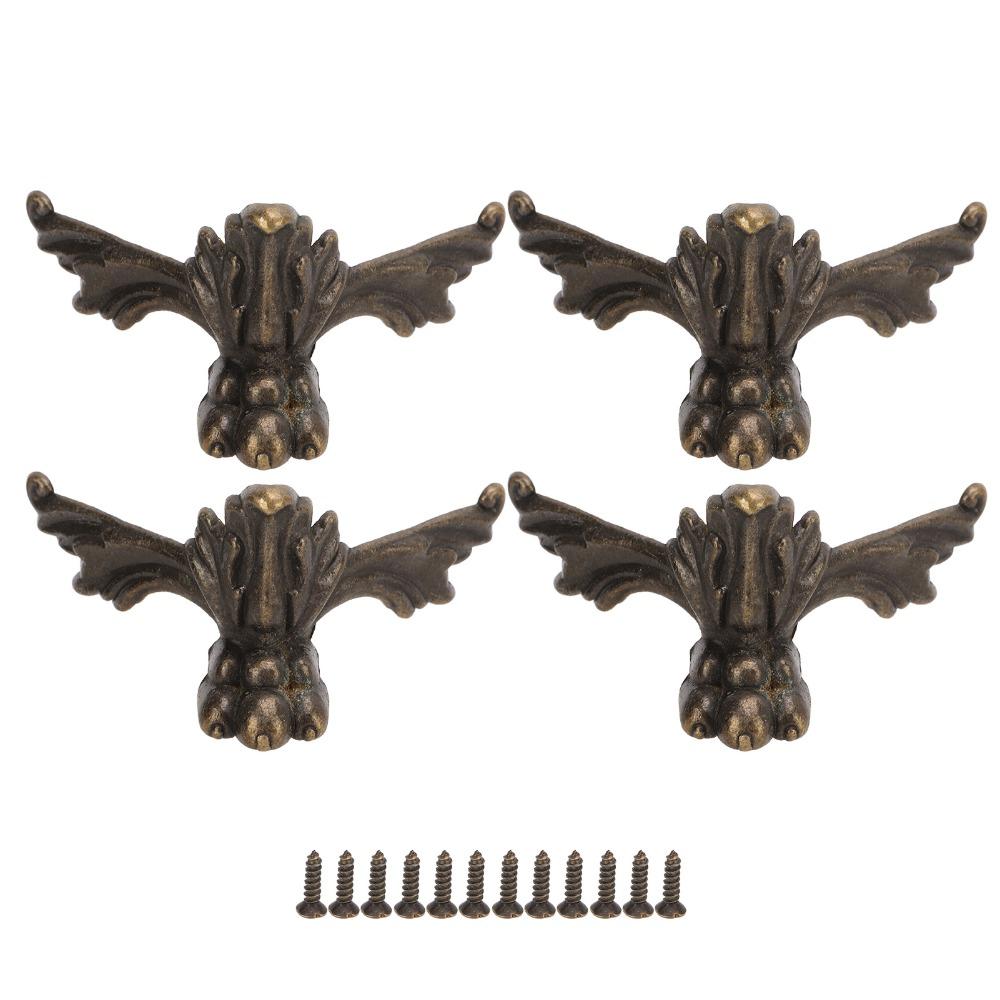 4PCS Four Sides Fixed Jewelry Box Legs Vintage Wood Case Legs Angle Code Wooden Box Feet Cabinets