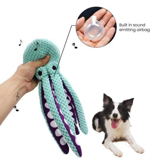Octopus Hondenspeeltje Piepend Pluche Huisdierenspeelgoed Zachte Gevulde Octopus Trekspeeltje voor Zware Kauwers Kleine Middelgrote Honden Verveling Angstverlichting