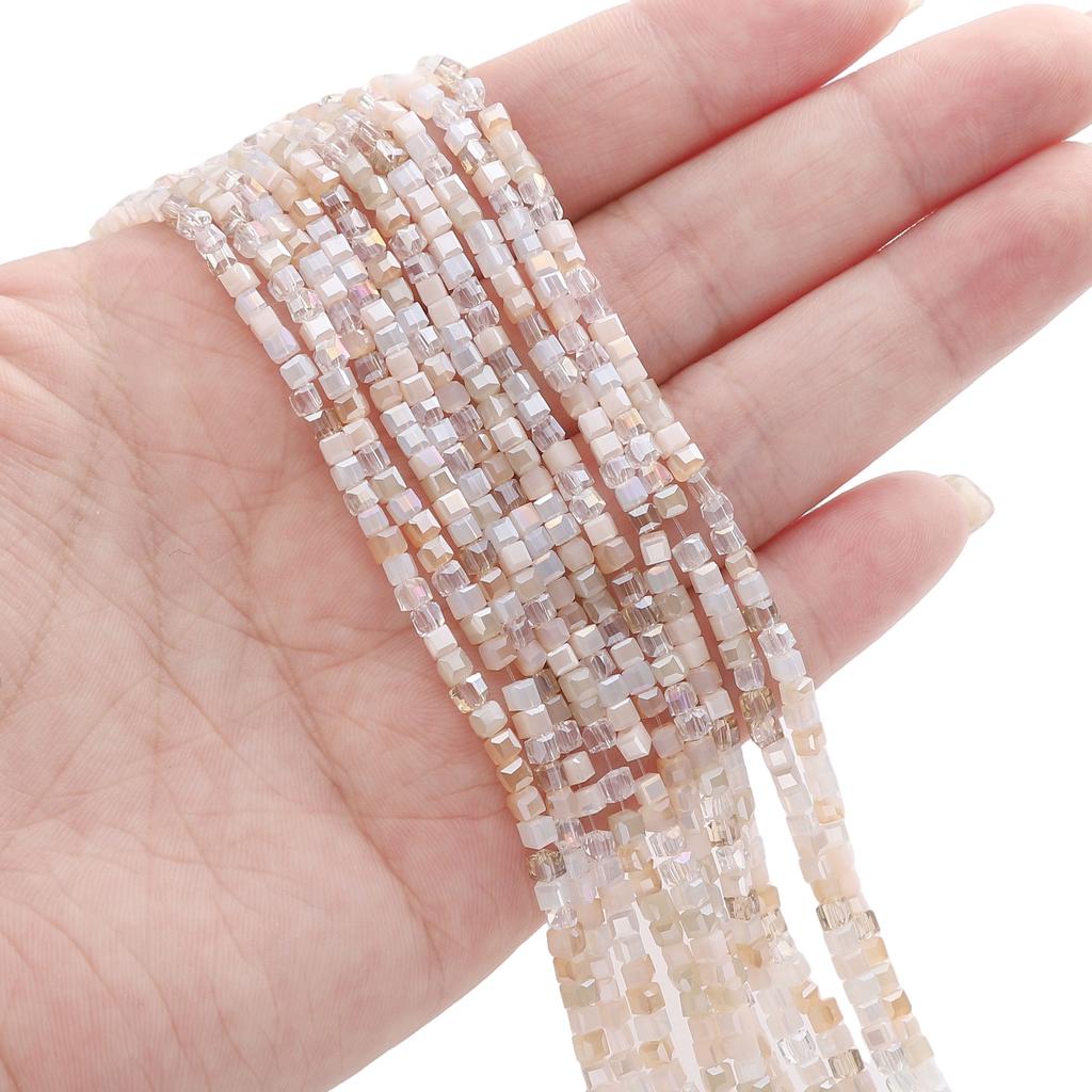 180Pcs Glass Surface Square Lnterval Bead For DIY Bracelets Necklaces Jewelry Making