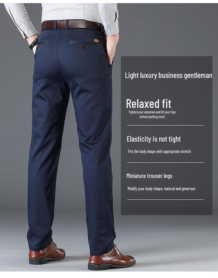 2025 Men's Thin Spring/Summer Casual Straight-Leg Pants for Middle-Aged Dads - Business/Work Style