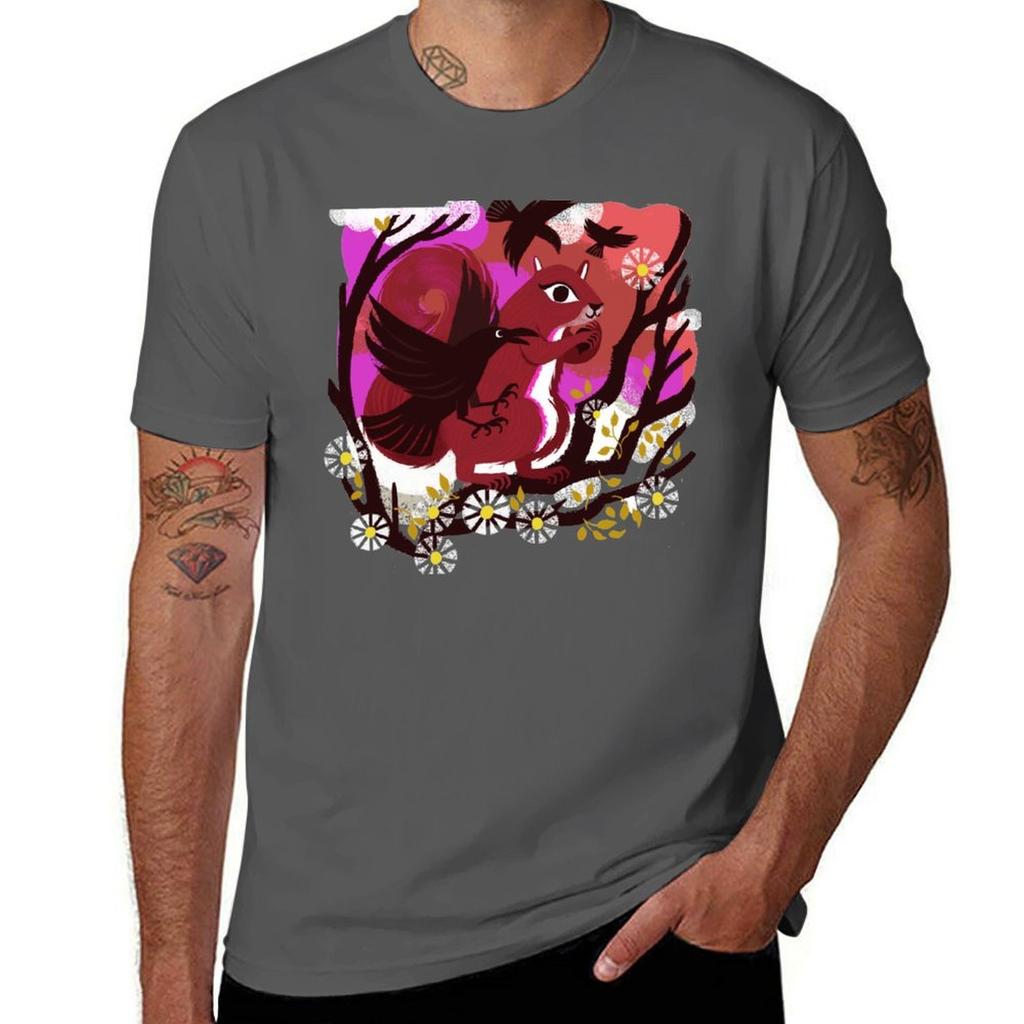 Cute Squirrel And Crow In Tree Design Tshirt T Shirts For Unisex Graphic Tees Tshirt