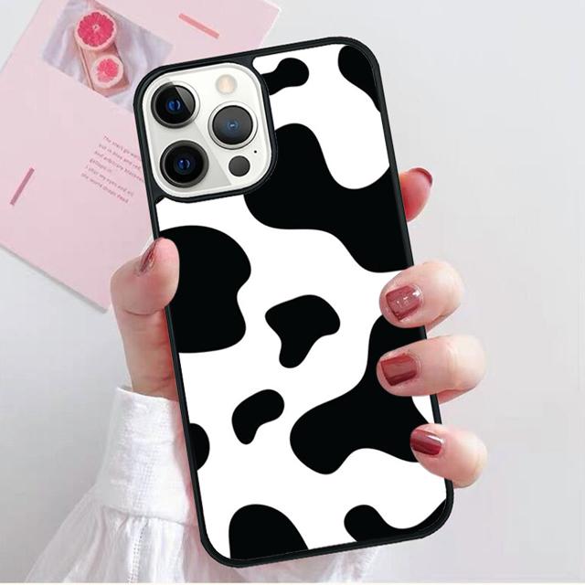 Cute Black and White Cow spots Pattern Phone Case Cover For iPhone 17 Air 15 16 Pro Max 14 13 12 11 Pro Max Plus