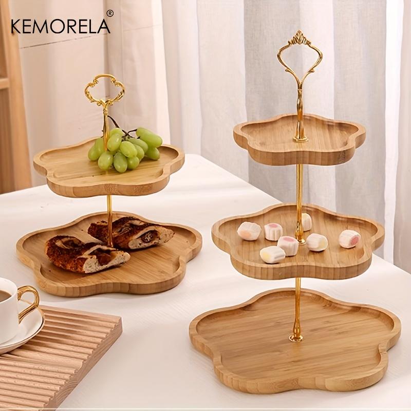 KEMORELA Wooden Cake Tray 2/3rd Floor Dessert Tray Stand Dining Room Dessert Cookie Candy Buffet Stand Holiday Party Decorations