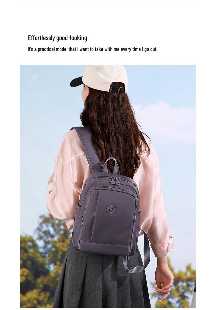 Women's Lightweight Nylon Backpack: Durable, Waterproof, Large-Capacity for Casual Travel, School, and Versatile Commuting Use.