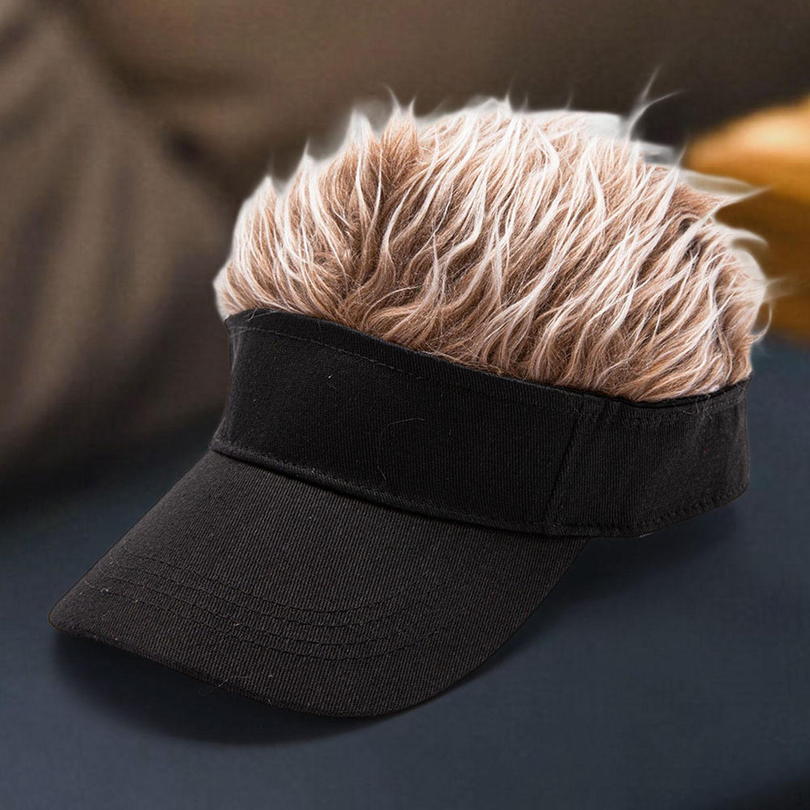 

Регулируемая кепка с солнцезащитным козырьком и париком, бейсболка для гольфа с острыми волосами для мужчин и женщин Black Cap CoffeeHair