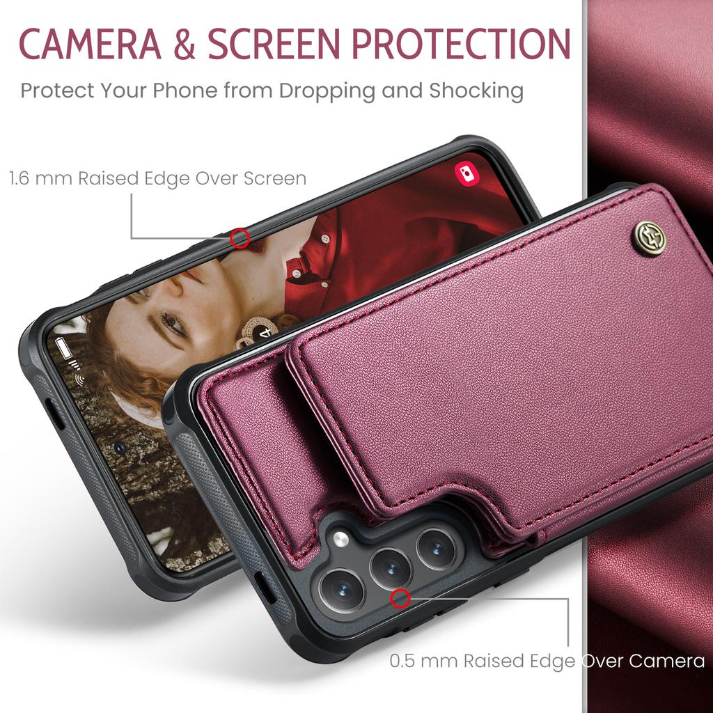 For Samsung Galaxy S26+ Case with RFID Blocking 5 Card Slots CASEME C22 Leather Back Cover