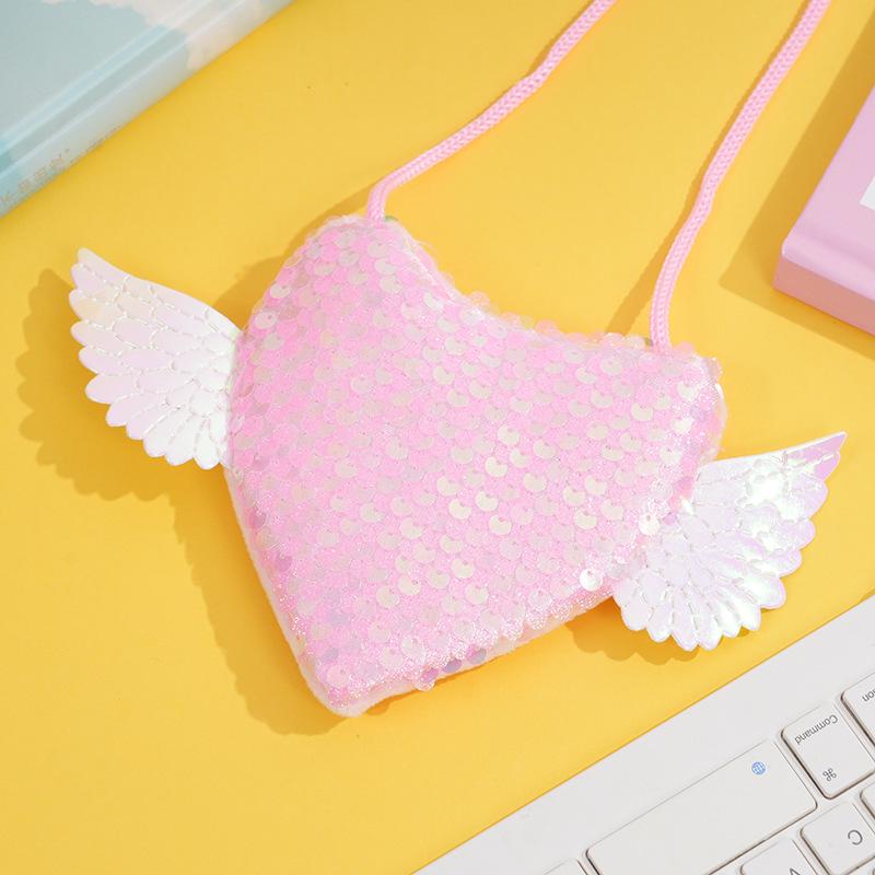 Sequin Wings Lanyard Crossbody Bag & Coin Purse for Kids