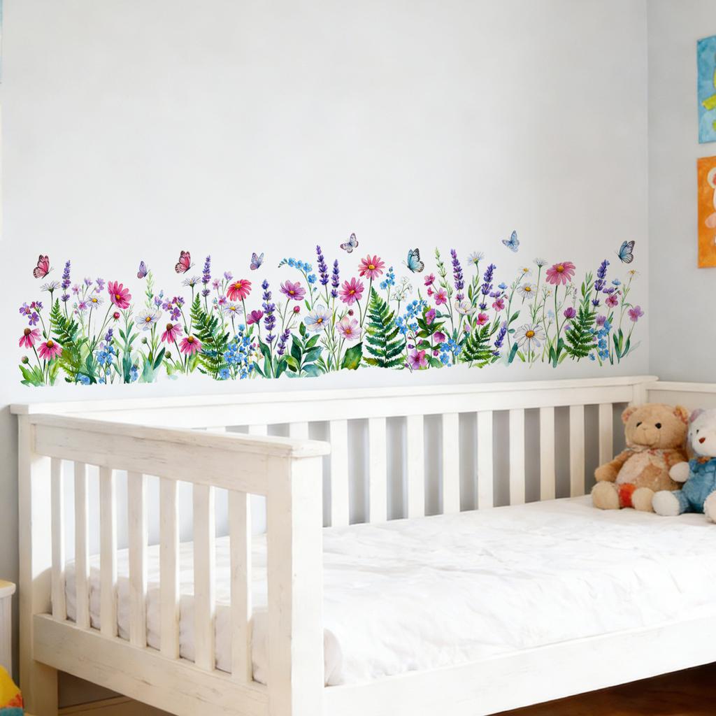 Fresh And Elegant Plant-themed Green Leaves, Flowers, And Butterflies Decorative Wall Stickers For Bedroom Bedside Tables And Cabinets.