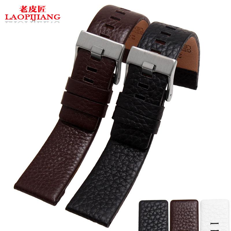 Genuine Leather Watchband for Diesel DZ1405 4323 4344 4427 7257 4283 Watches Pin Buckle Embossed bracelet 24 26 28mm Watch Strap