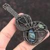 Labradorit-Anhänger, Kupferdraht umwickelter Gitarrenanhänger, natürlicher Edelsteinanhänger, Musikinstrumentschmuck, handgemachter Gitarrenschmuck aus Kupferdraht