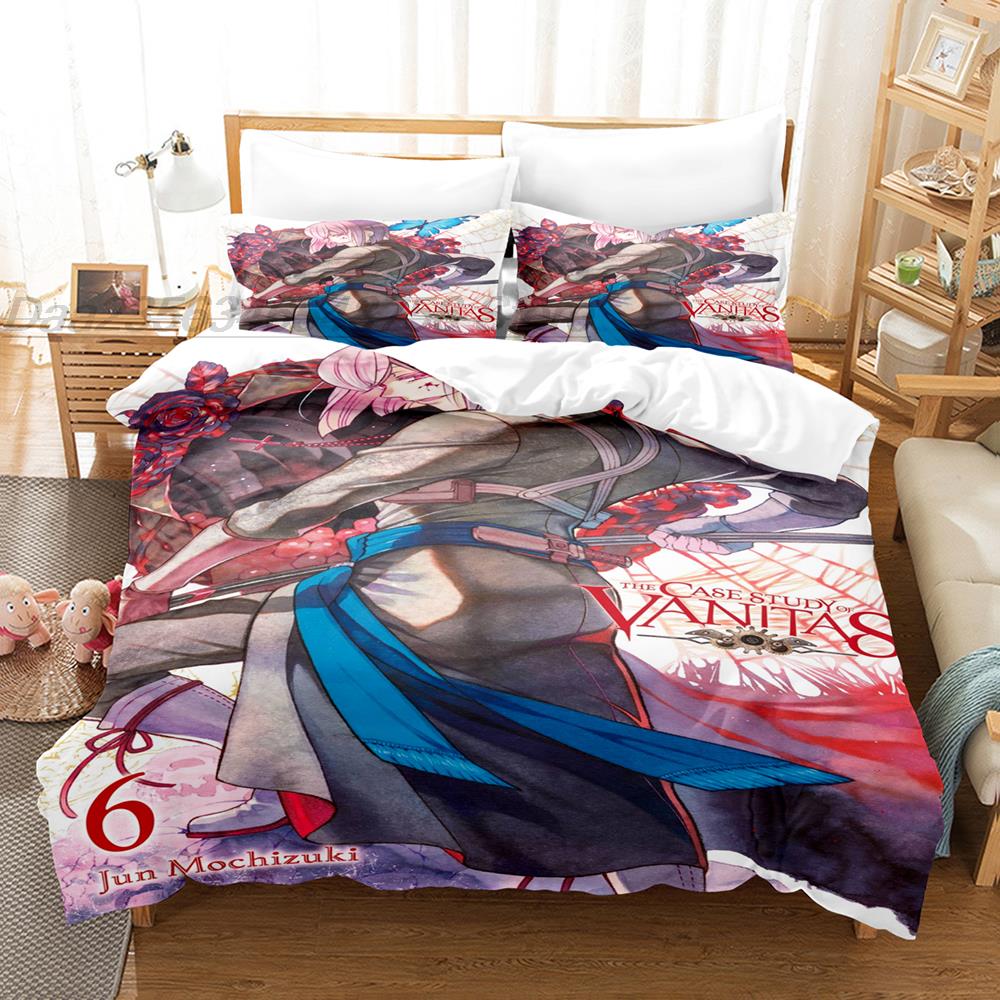 Conjunto de Roupa de Cama The Case Study of Vanitas Tamanho Solteiro Twin Full Queen King Roupa de Cama para Adulto Criança Quarto Conjuntos de Capa de Edredom Estampa 3D Anime