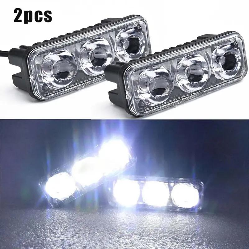 Car Motorcycle LED Daytime Running Light Turn Signal Lamp 3LED Work Lights 800LM High Brightness Auto Exterior Accessories