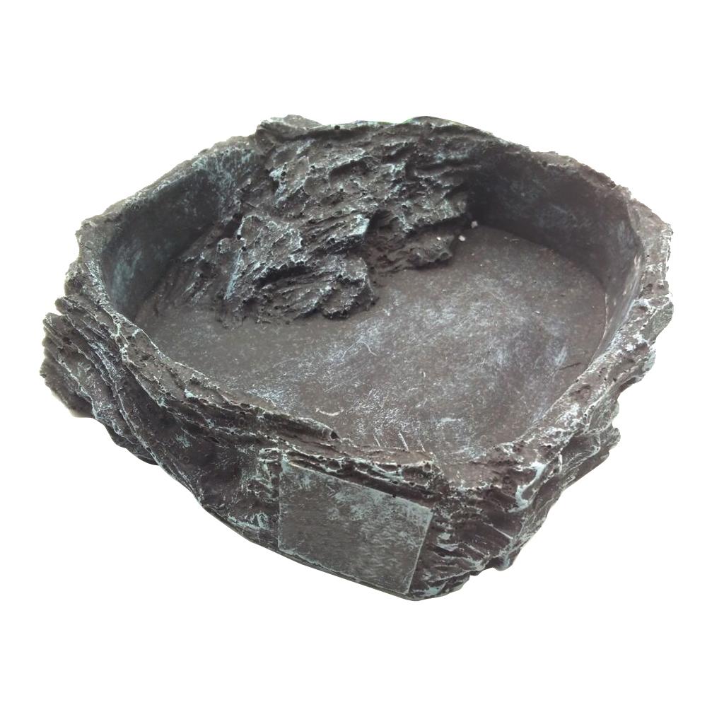 Mini Reptile Water and Food Dish Shallow Resin Bowl Corner Feeding Plate Animal Accessories for Tortoise Gecko