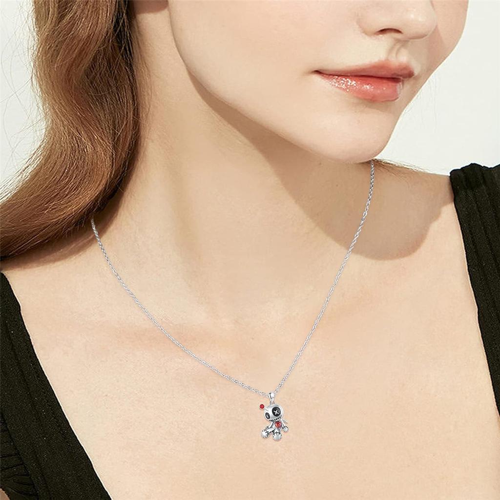 Voodoo Doll Pendant Necklace Goth Witchcraft Silver Red Gothic Christmas Gift