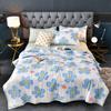 Summer Washed Cotton Quilt Air-Conditioning Comforter Soft Breathable Blanket Thin Leaf Print Bedspread Bed Cover Home Textiles