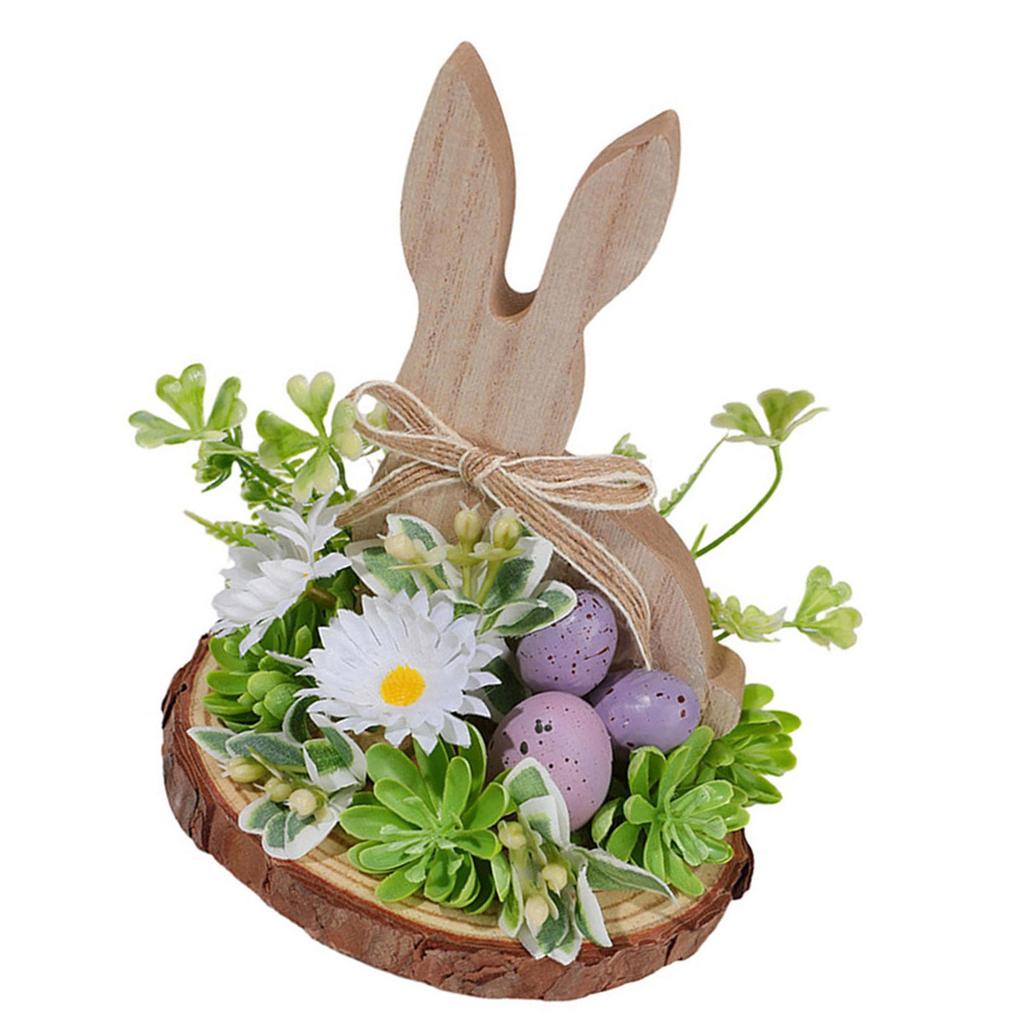 Easter Rabbit Eggs Crafts Desktop Ornament Simple Assembly Wood Plastic Blend Indoor Outdoor Holiday Decoration