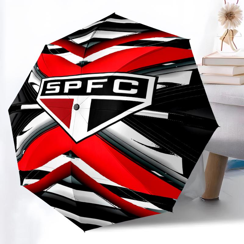 Printed São Paulo FC Logo Folding Umbrella,Outdoor,Leisure,And Travel Umbrella,Durable Umbrella Fabric,Birthday And Holiday Gift