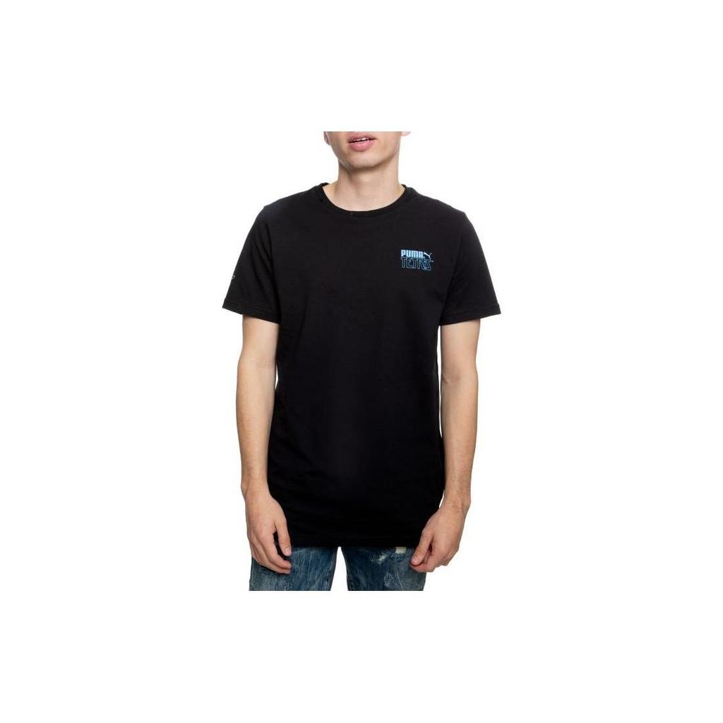 PUMA Fitted Crew Neck Letter Print T-Shirt Men Tops Black 597138-01