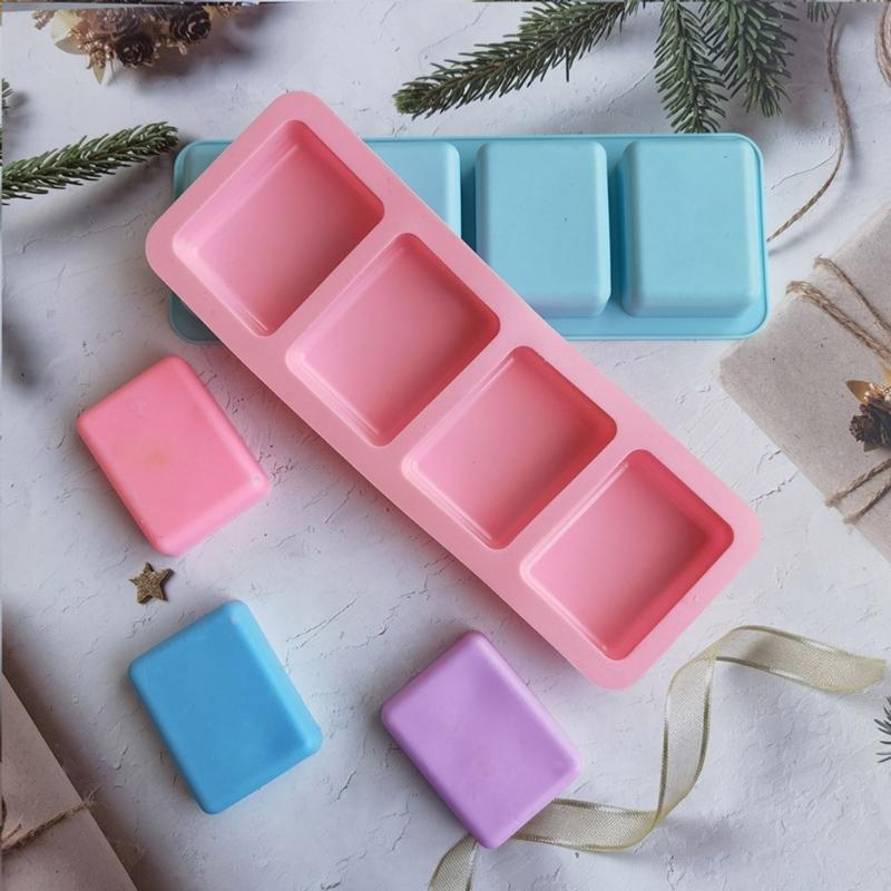 Square Soap Resin Molds Handmade Round Soap Silicone Moulds for DIY Making Lotion Bars Bath-Bombs Steamer Lotion Bars