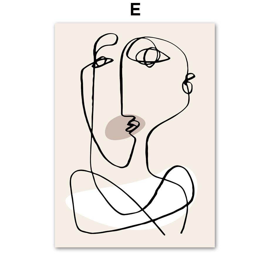 Wandkunst Leinwand Malerei Linie Mädchen Blume Moderne minimalistische abstrakte nordische Poster und Drucke Wandbilder für Wohnzimmer