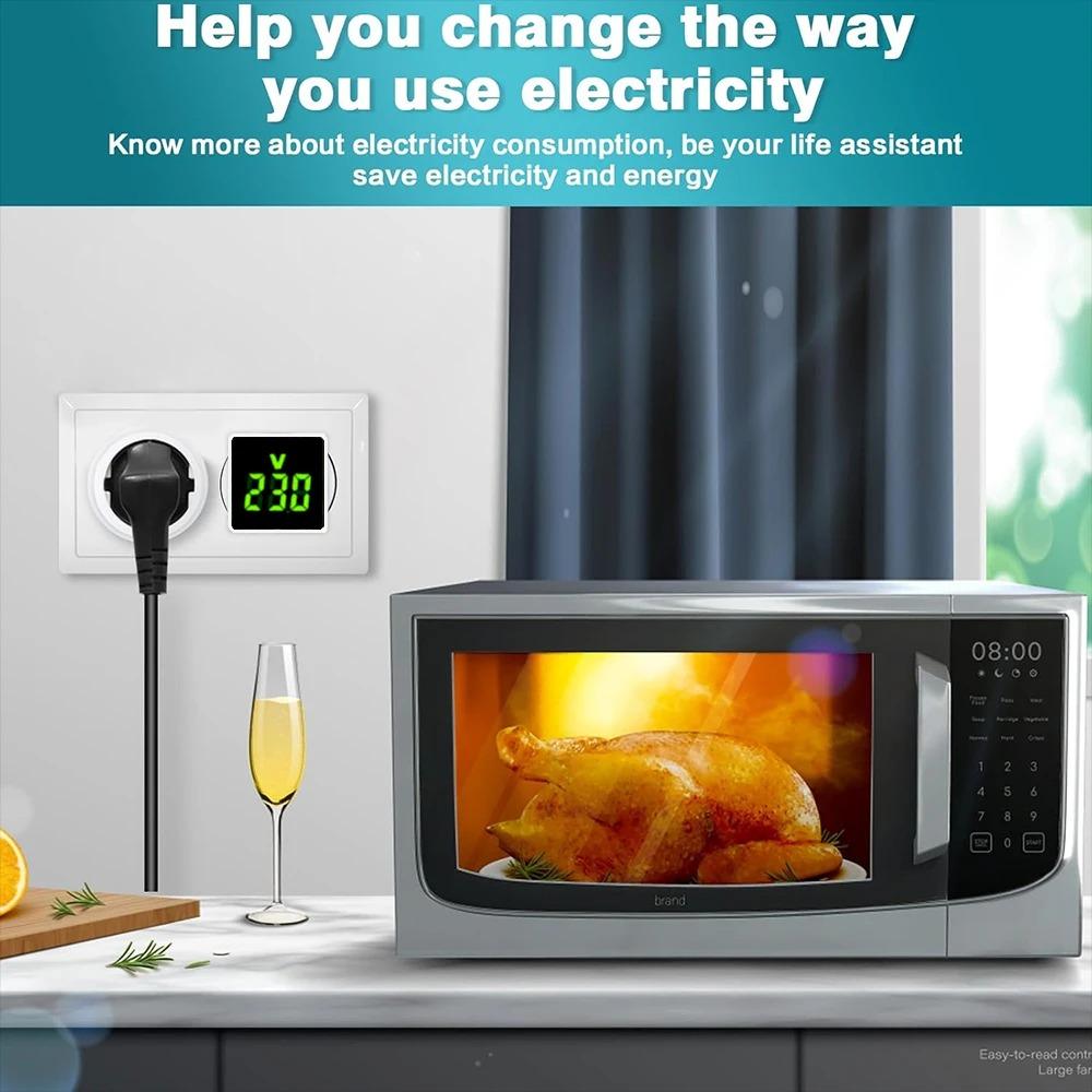 Digital AC Voltmeter Indicator, Digital Voltmeter, No Wiring Required, Euro Plug, Voltage Measurement Range 50 ~ 500V