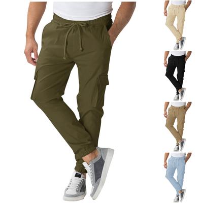 Lockere Hose mit mehreren Taschen für Herren und Kordelzug in der Taille, modische Hose