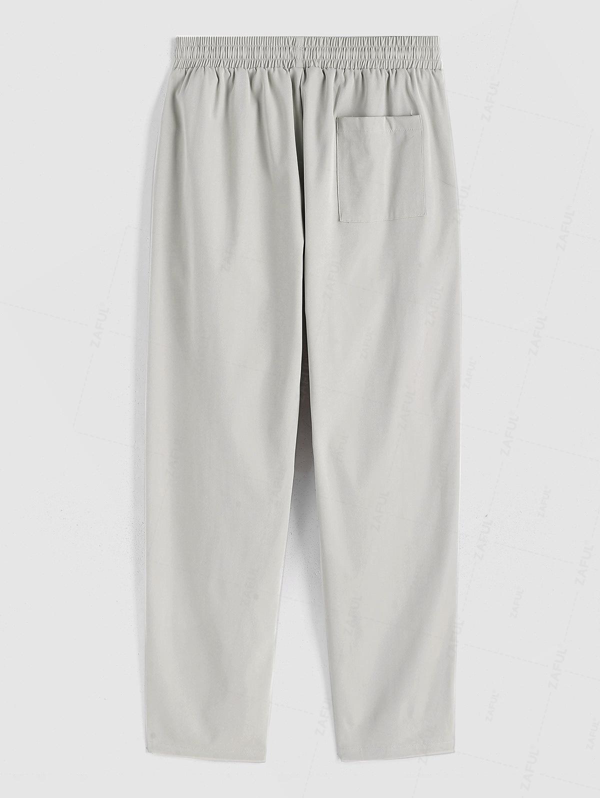 ZAFUL Мужские однотонные повседневные брюки Beam Feet с завязками на талии — фото 5