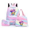 3Pcs/set Cartoon Printed Backpack with Lunch Bag Pencil Case for Teenager Girl Boy Large Capacity Waterproof Bookbag Gift Mochila