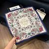 Sen green flower print fresh imitation silk scarf premium versatile square scarf neck protection scarf trendy headscarf scarf women