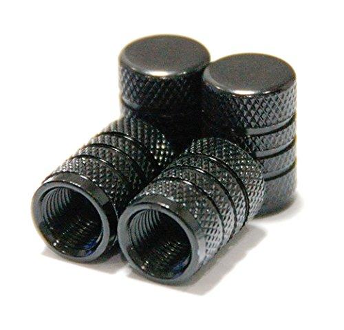 Areyss 140838 Universal Aluminum Air Valve Cap, Cylindrical Type, Set of 4 (Black, Black)