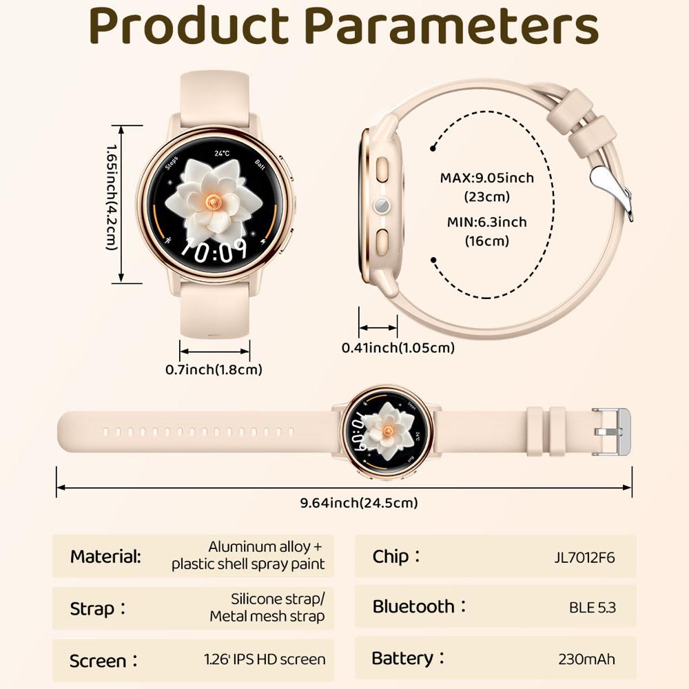 Information Notification Smart Watches Ladies Full Touch Screen Sports Flashlight Waterproof Blue Tooth Call Smartwatch Women