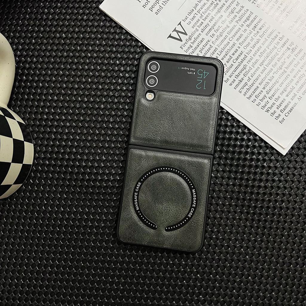 Suitable for Samsung Galaxy Z Flip6 Folding Phone Case ZFold6 Leather MagSafe Dustproof Tup Jacket