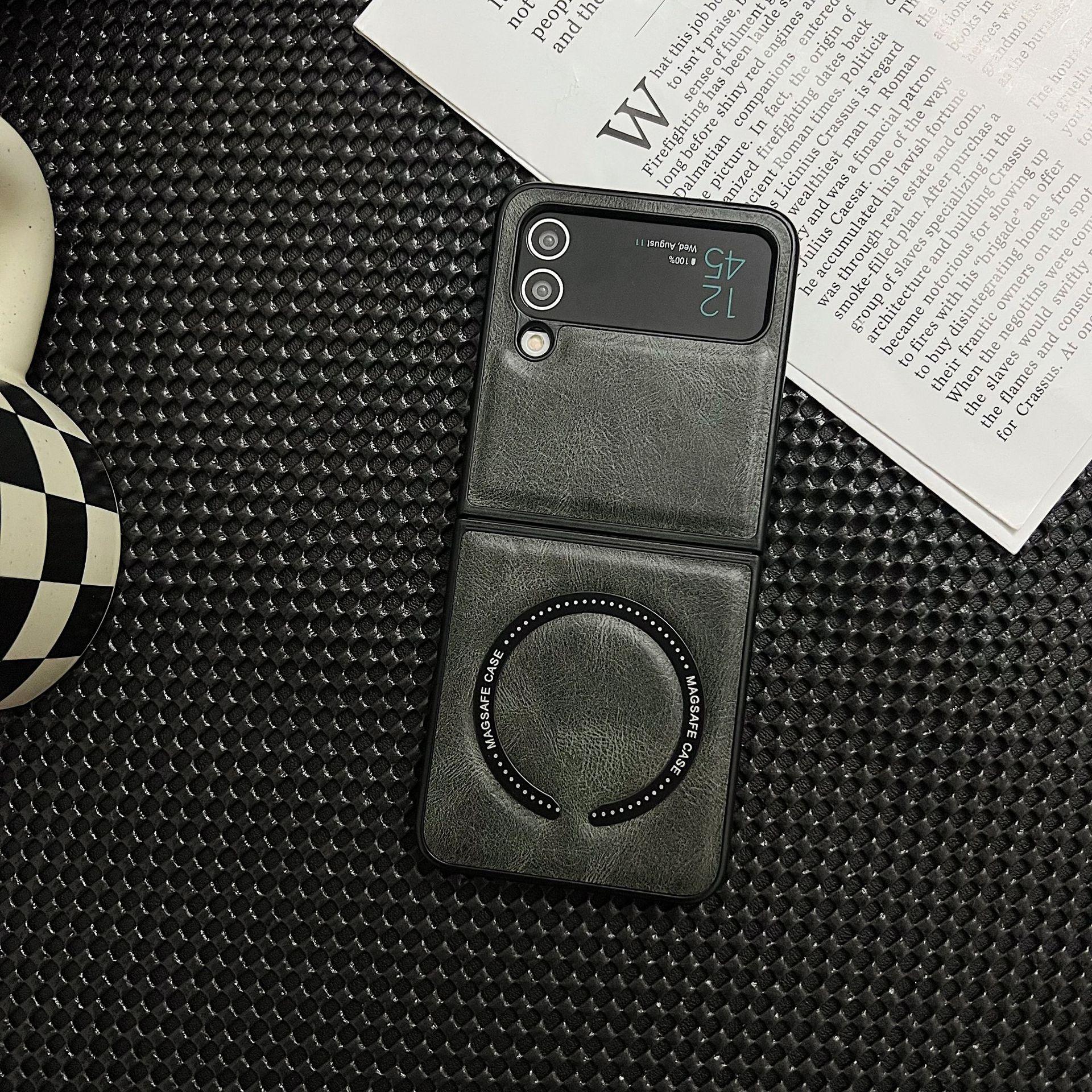 

Подходит для Samsung Galaxy Z Flip6 Складной чехол для телефона ZFold6 Кожаный MagSafe Пылезащитный Чехол Z Fold3/w22