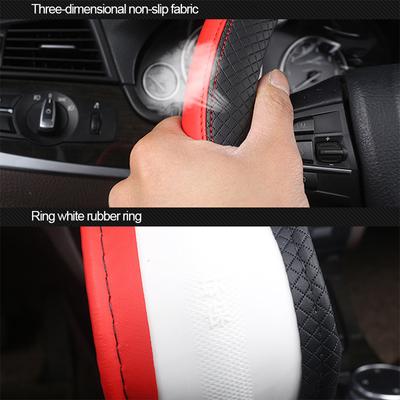Size 36cm 8 Colors Car Steering Wheel Cover Faux Leather Square Embossing Non-slip for Honda Civic Auto Interior