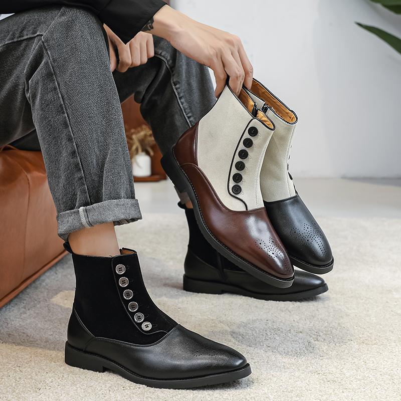 Módní boty pánské Originální boční zip přezka Chelsea boty Britské retro Gentleman Protiskluzové sametové boty Velikost 38-46 Pánské boty
