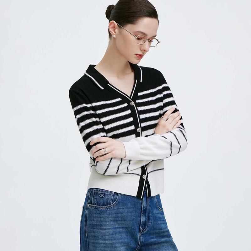 Giovanni Valentino Women's Colorblock Stripe Wool Knit Cardigan