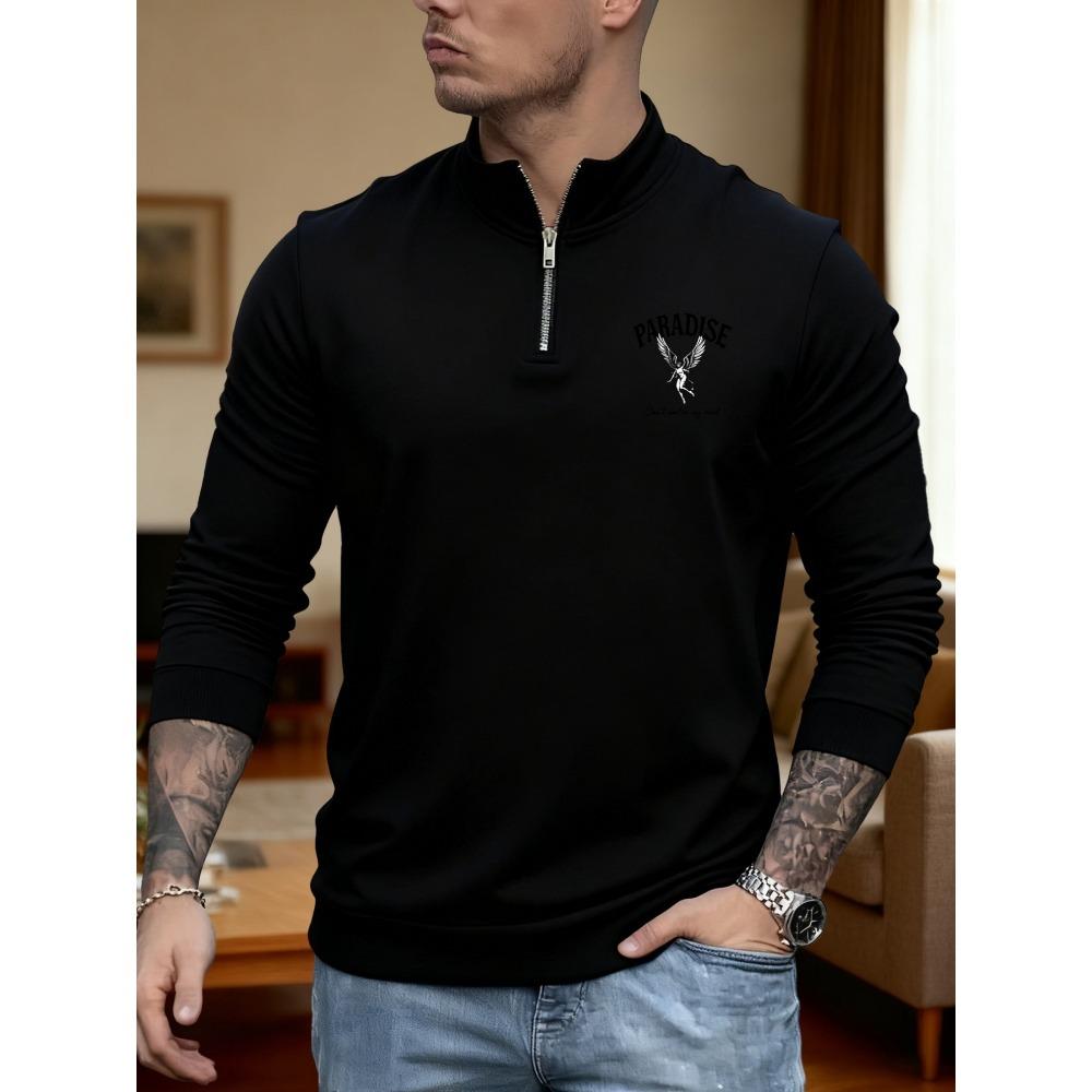 

Heaven Angel Print Men s Fashionable and Comfortable Zipper Sports Shirt, New Long Sleeve Shirt Top Home Clothes XL чорний