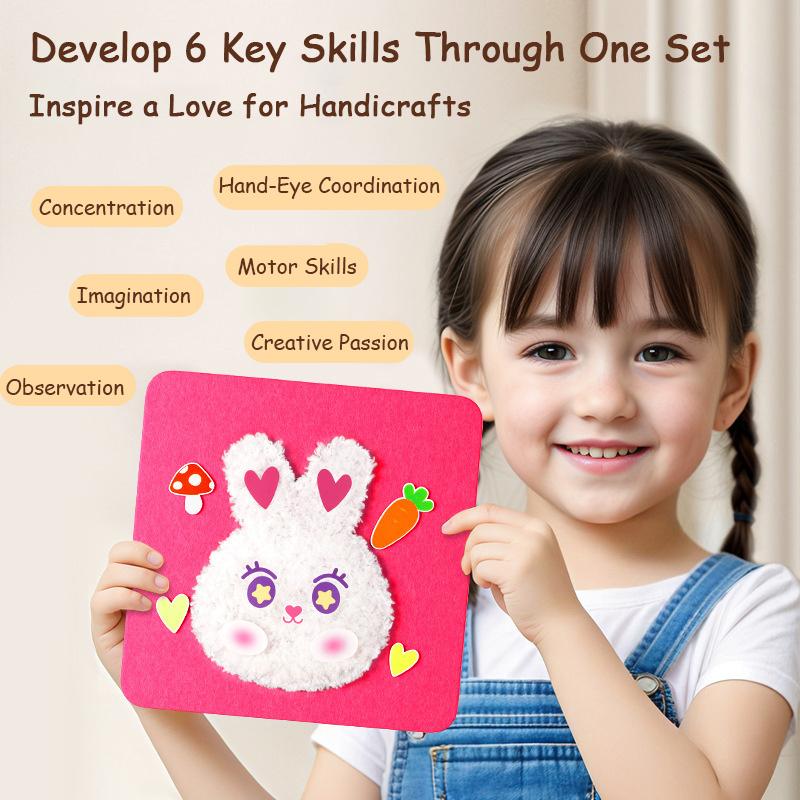 Poke Art Garnstickerei-Set für Kleinkinder - Cartoon-Tierhandwerk Punch Needle Lernspielzeug