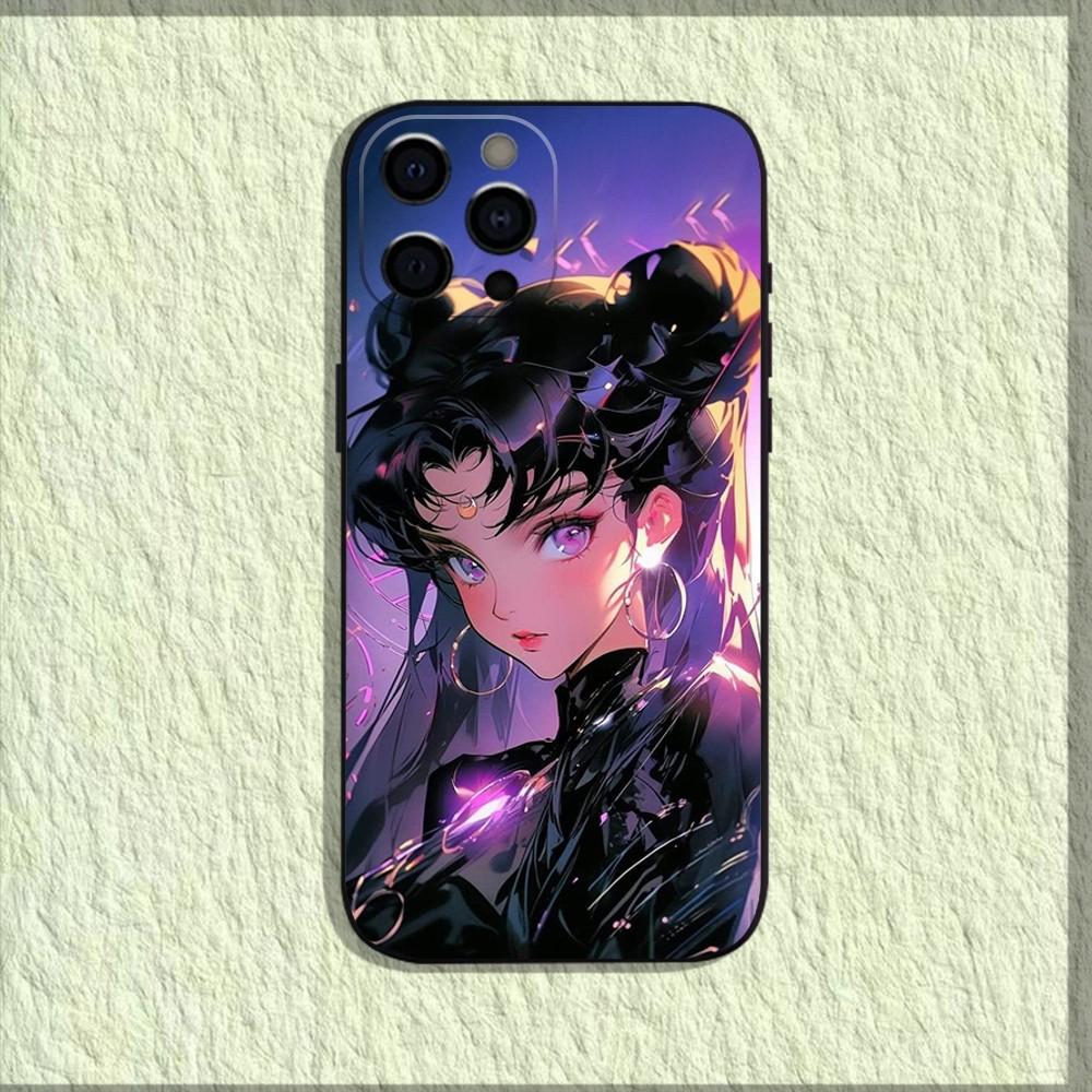 Anime S-Sailor-M-Moon Phone Case For iPhone 16,15,14,13,12,11,Pro,X,XS,Max,XR,Plus,Mini Soft Black Cover