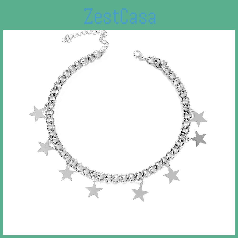 Glamorous Star Pendant Necklace For Women Trendy Fashion Accessory With Eye-catching Water Wave Chain