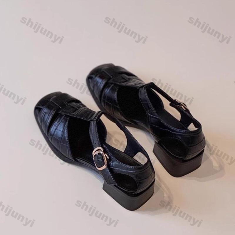 Women's Sandals 2025 Summer New Fashion Weave Vintage Breathable Roman Shoes Lightweight Comfortable Buckle Strap Casual Shoes