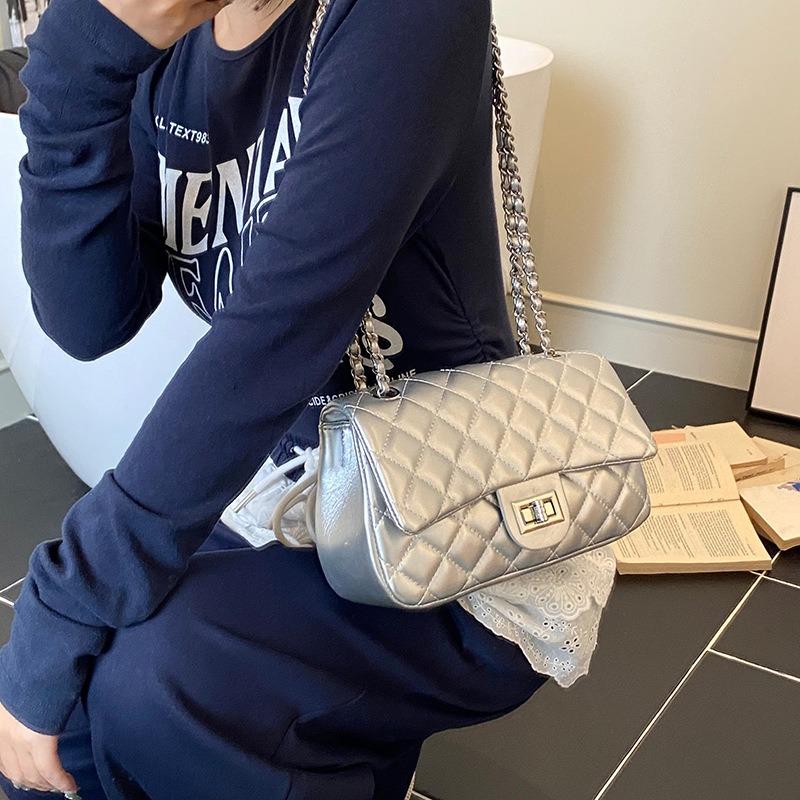 Rhombus small bag, new women's popular versatile chain messenger bag, fashion trend shoulder small square bag