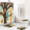 Healing Tree Hole Bathroom Shower Curtain Floor Mat Toilet Cover Foot Mat Four-Piece Set