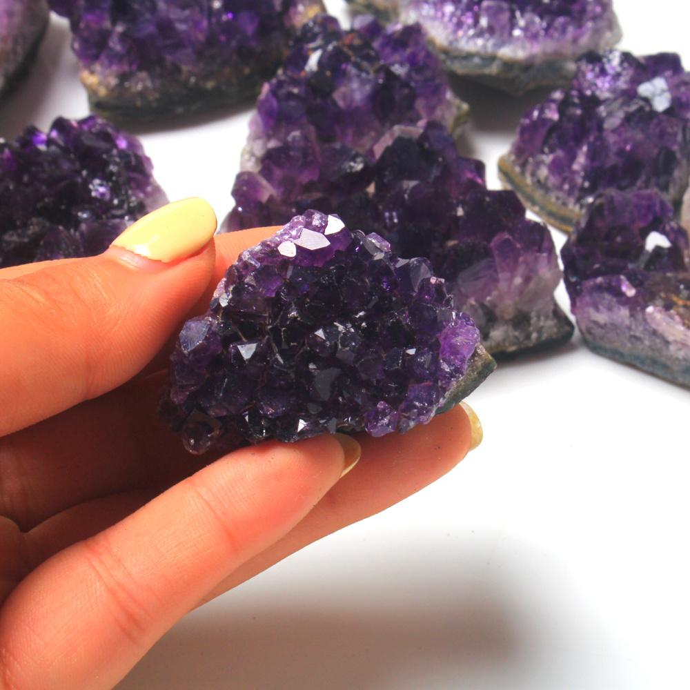 D5 Amethyst Naturstein Lila Rosa Amethyste Kristalle Cluster Druse Geode Mineral Gestein Heilkristall Energiestab Handwerk